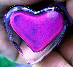 I Heart Flickr Pink Purple Nail Polish in Heart Bottle Creative Commons